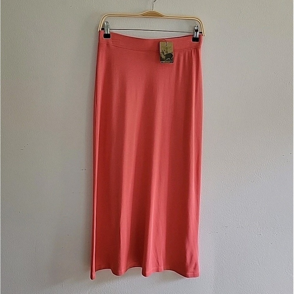 Peruvian Connection A Line Midi Skirt‎ Pink Guava Pima Cotton Effortless Summer